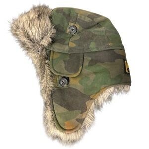 Camouflage Trapper Hat with Faux Fur Lining NWT